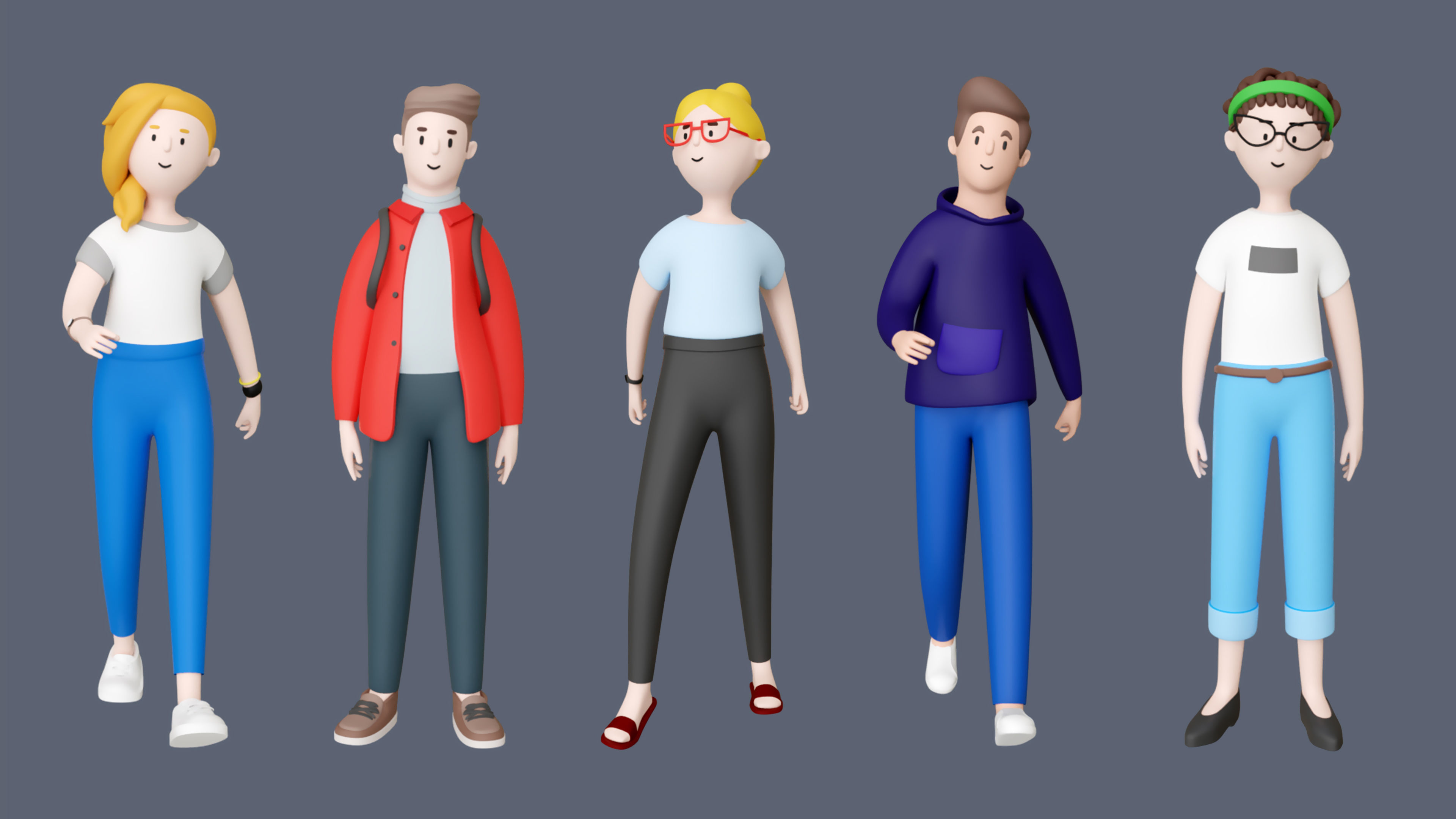 Casual Characters Low-poly 3D model_5