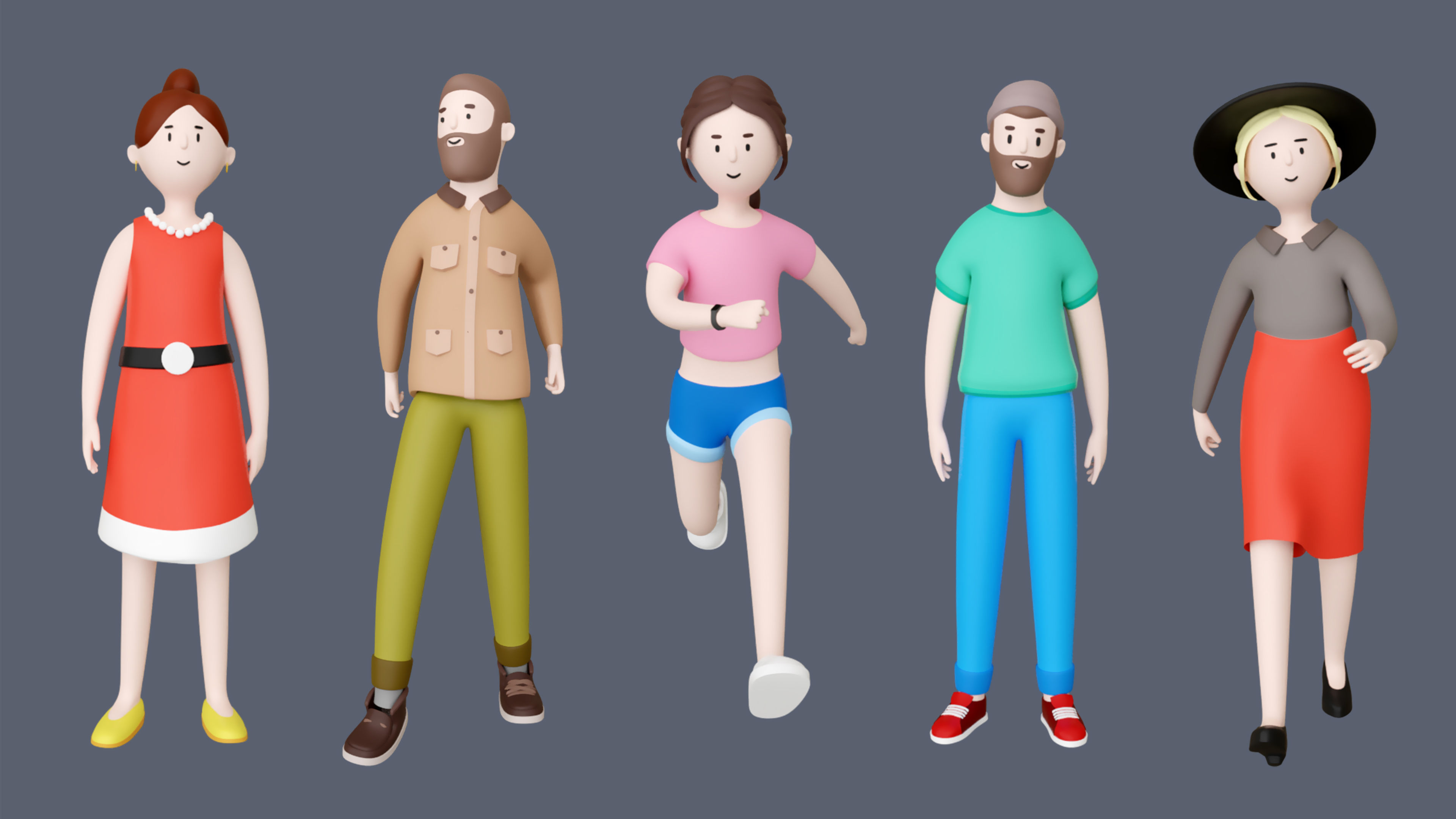 Casual Characters Low-poly 3D model_7