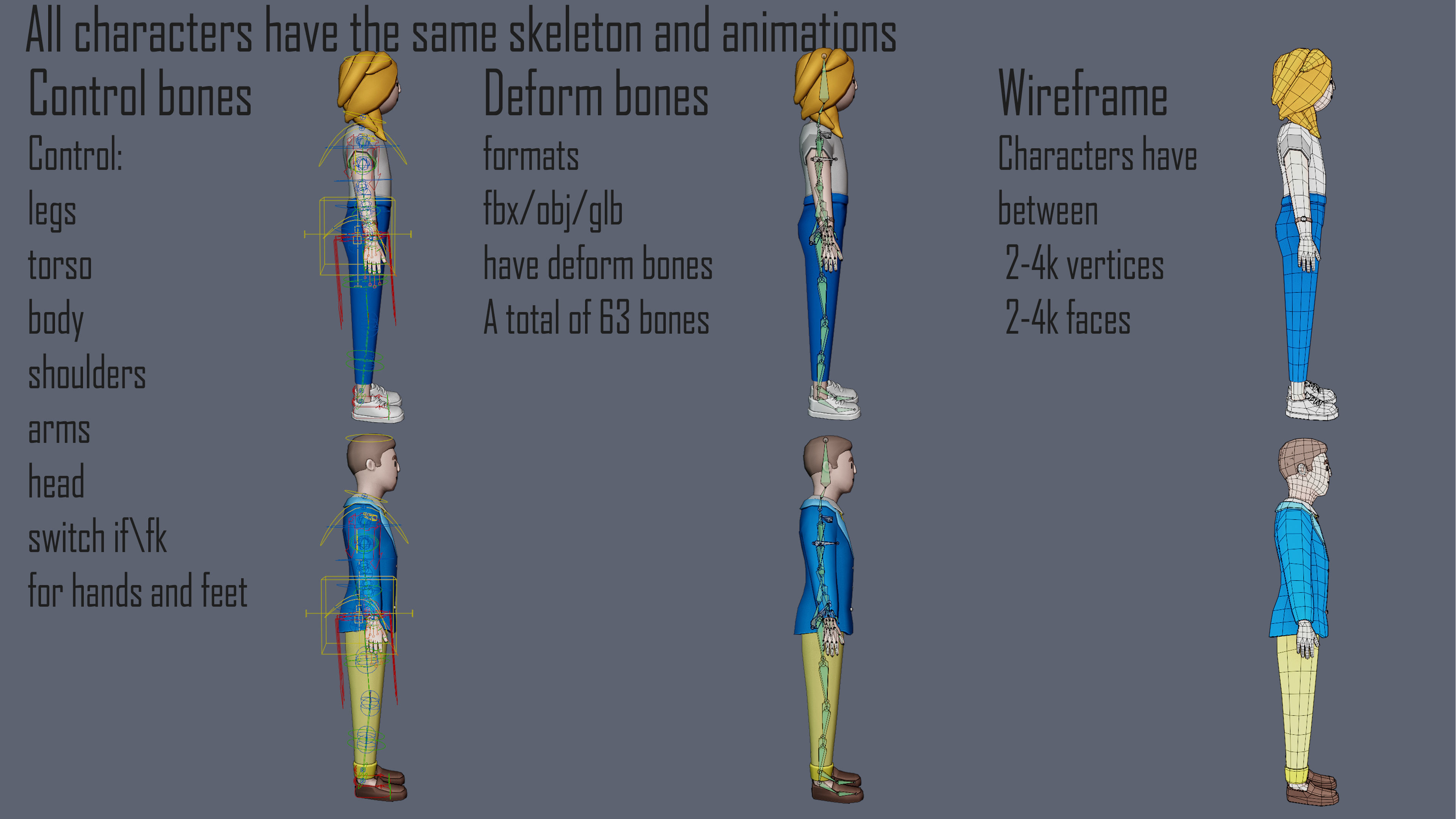 Casual Characters Low-poly 3D model_18