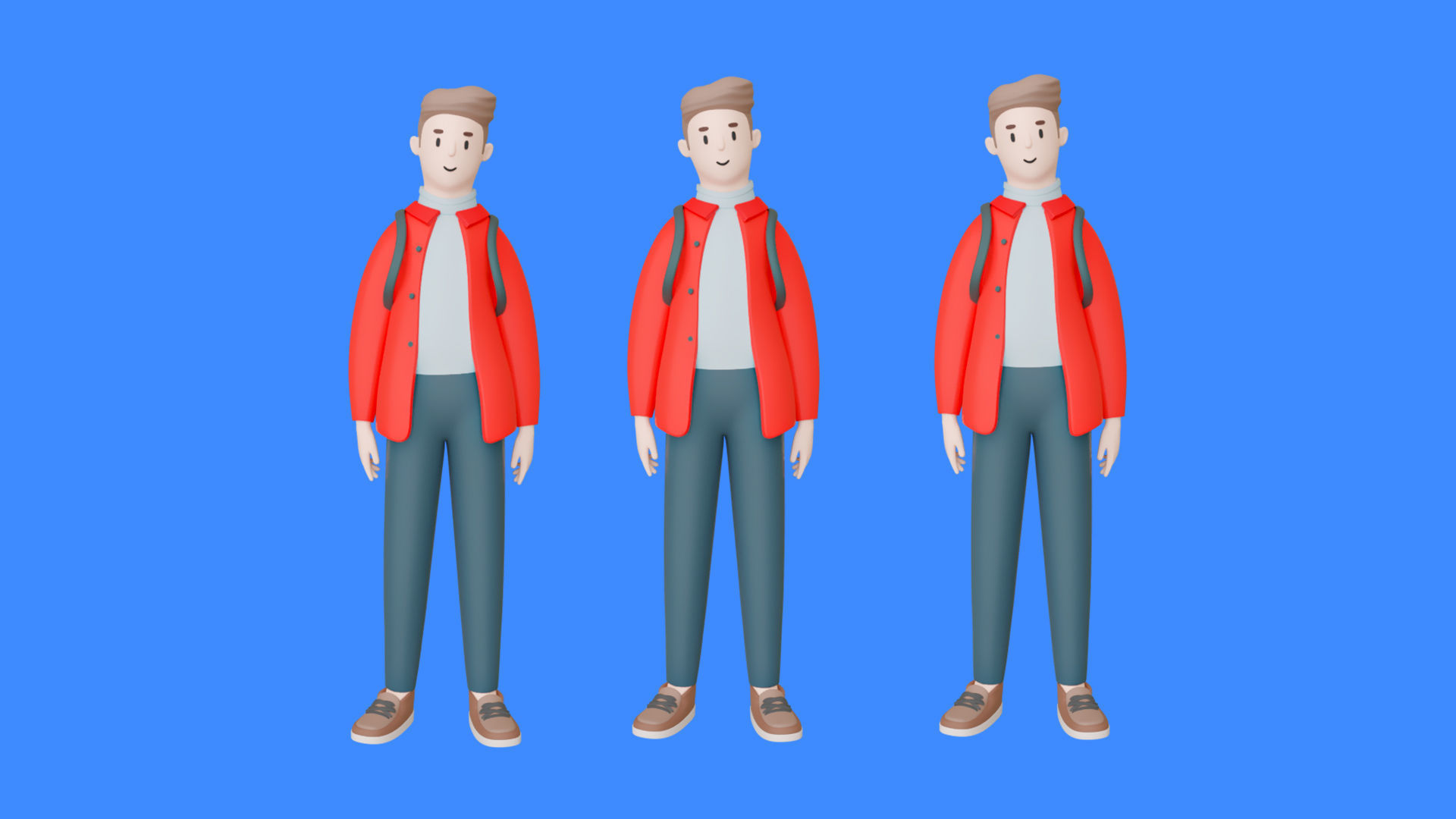 Casual Characters Low-poly 3D model_16