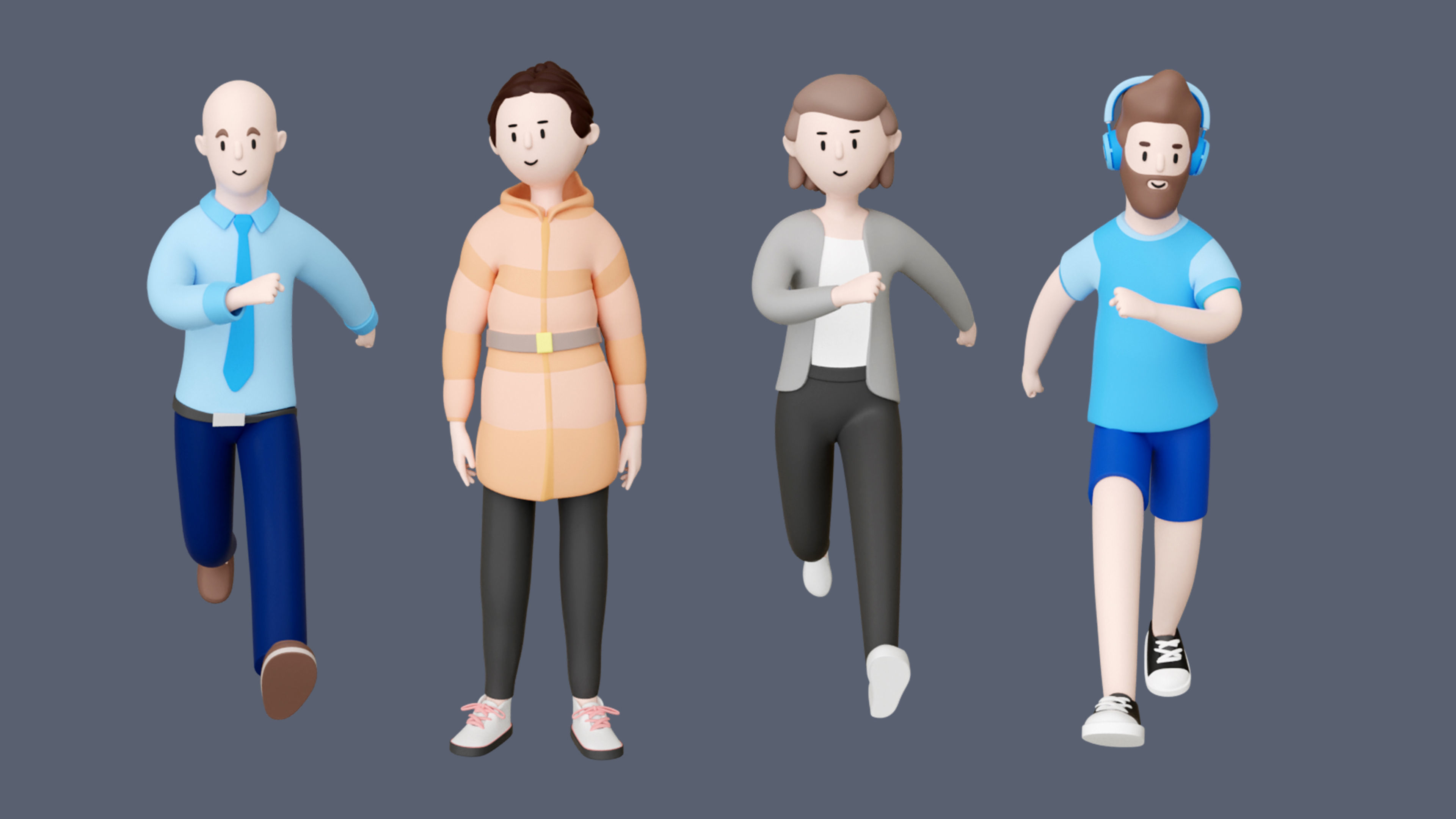 Casual Characters Low-poly 3D model_8
