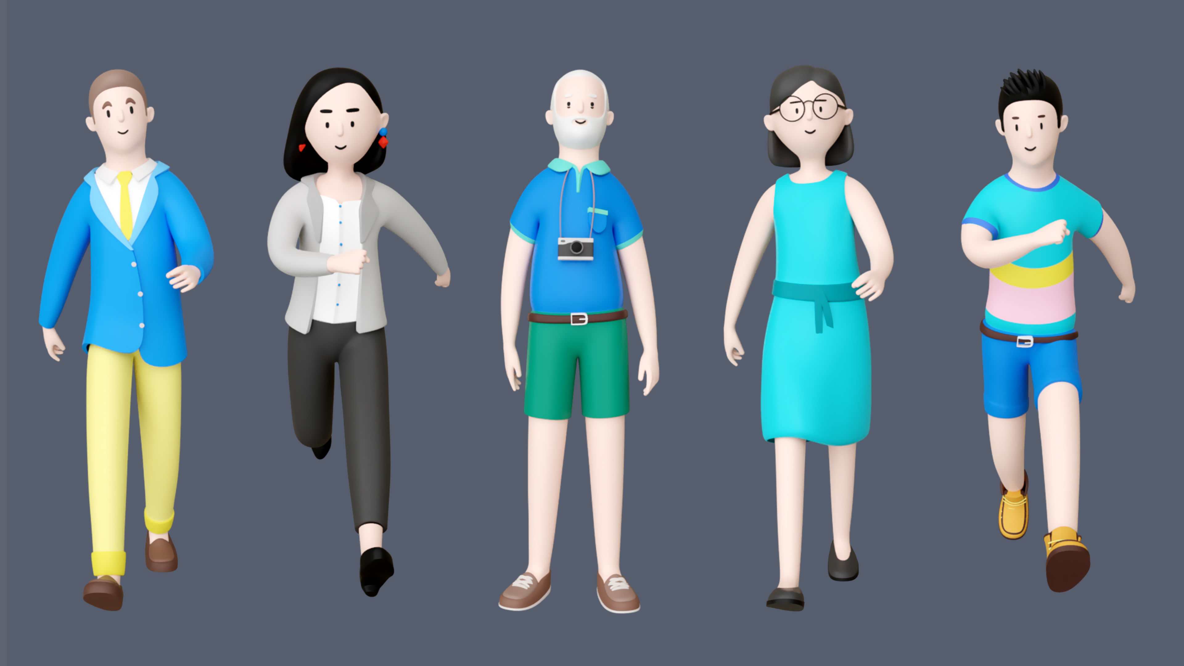 Casual Characters Low-poly 3D model_4
