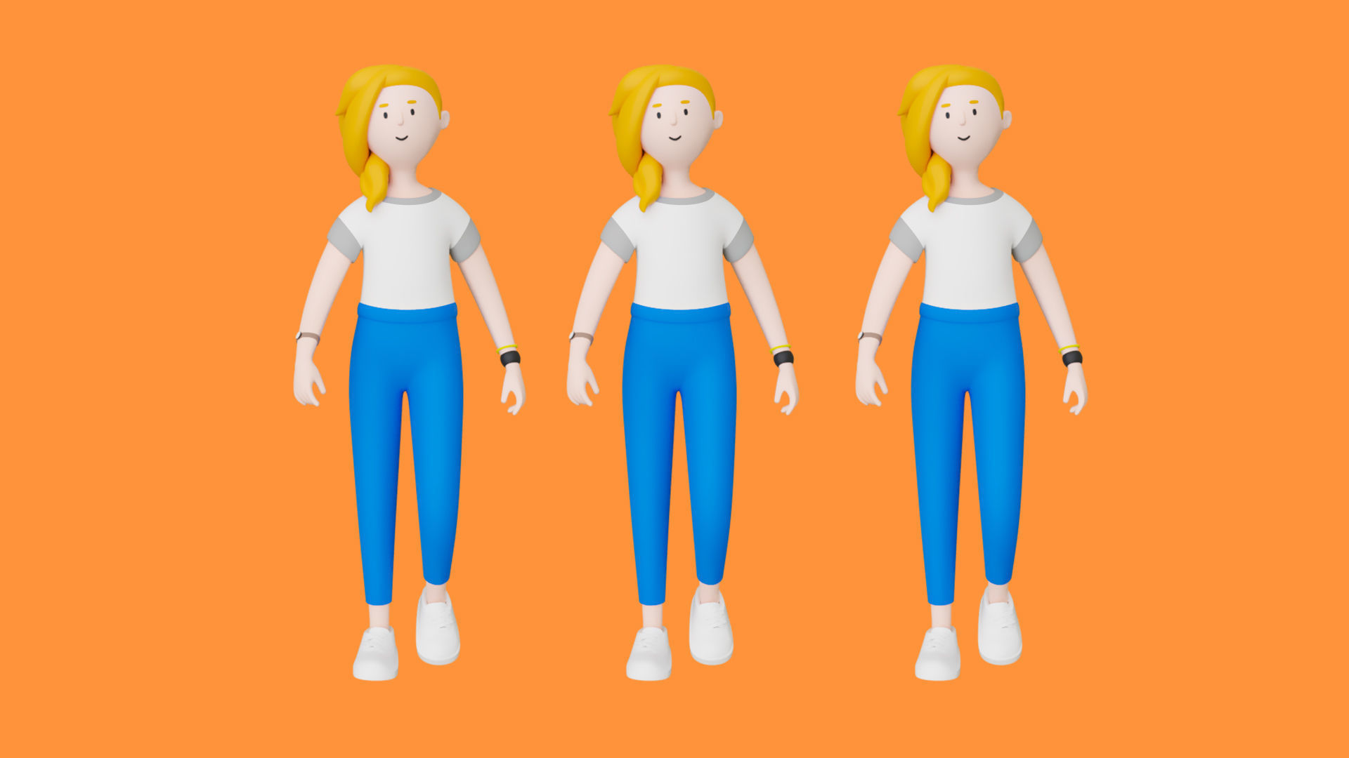 Casual Characters Low-poly 3D model_15