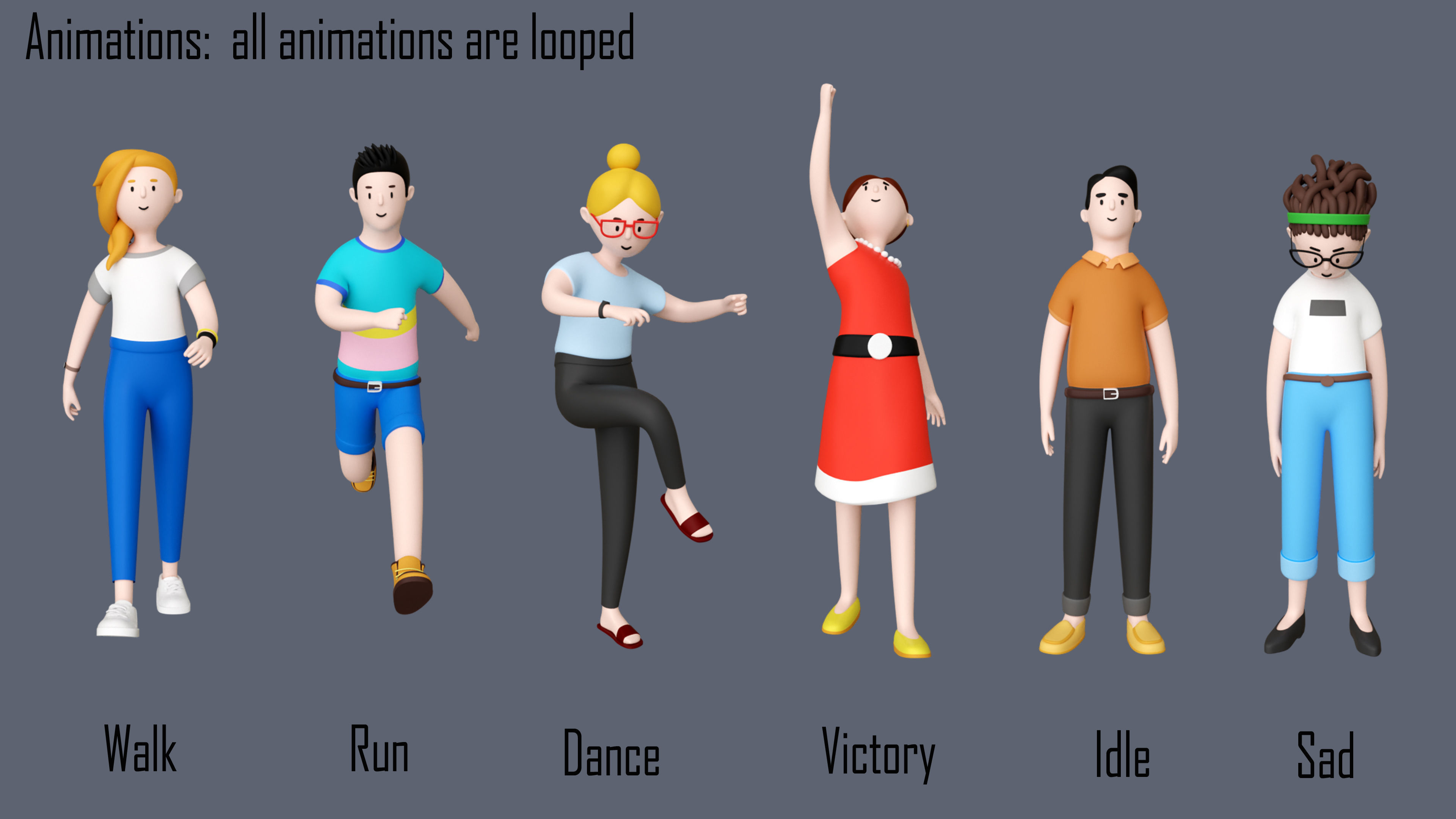 Casual Characters Low-poly 3D model_3