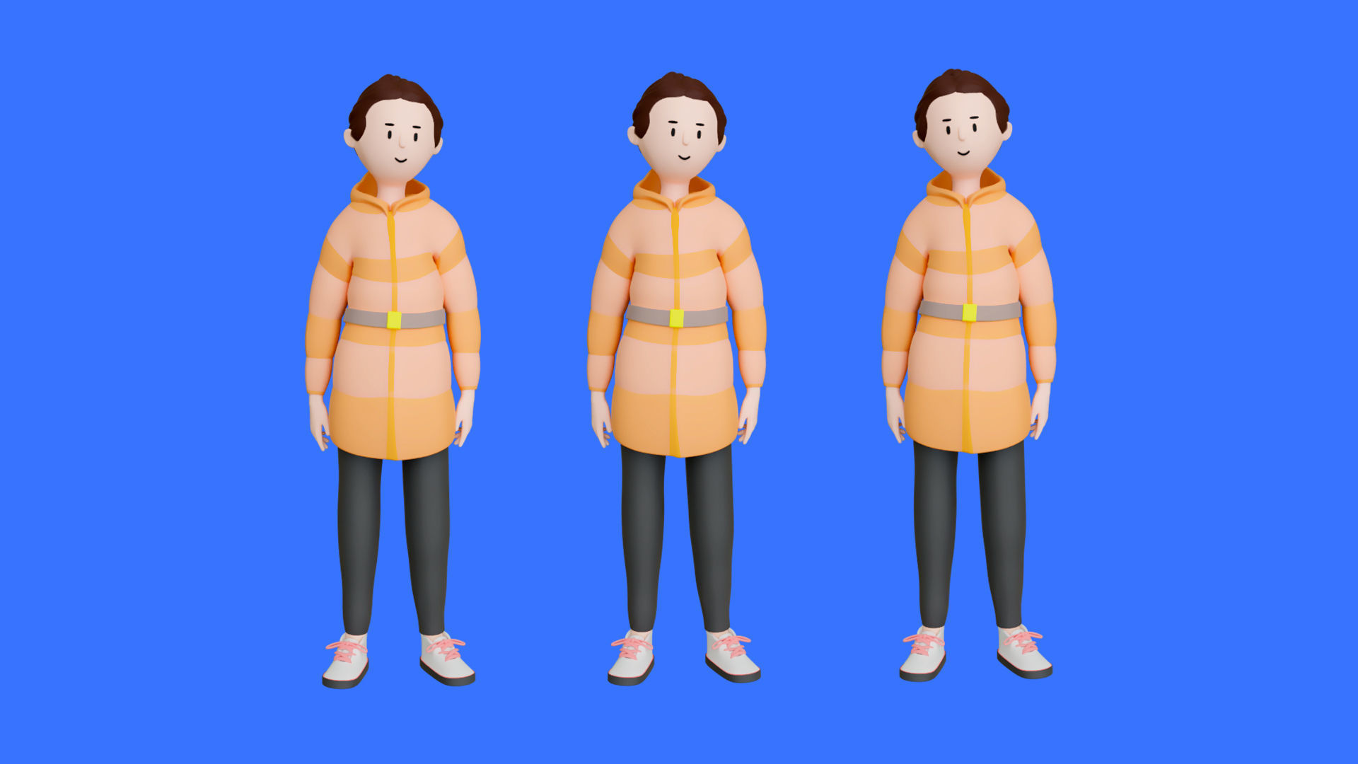 Casual Characters Low-poly 3D model_9