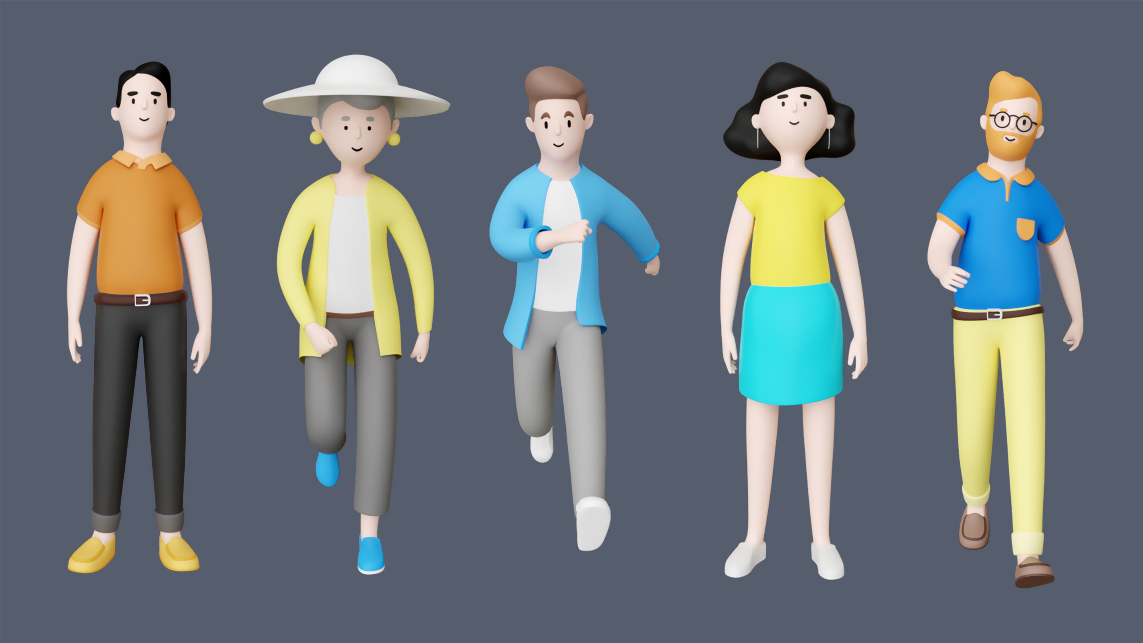 Casual Characters Low-poly 3D model_6