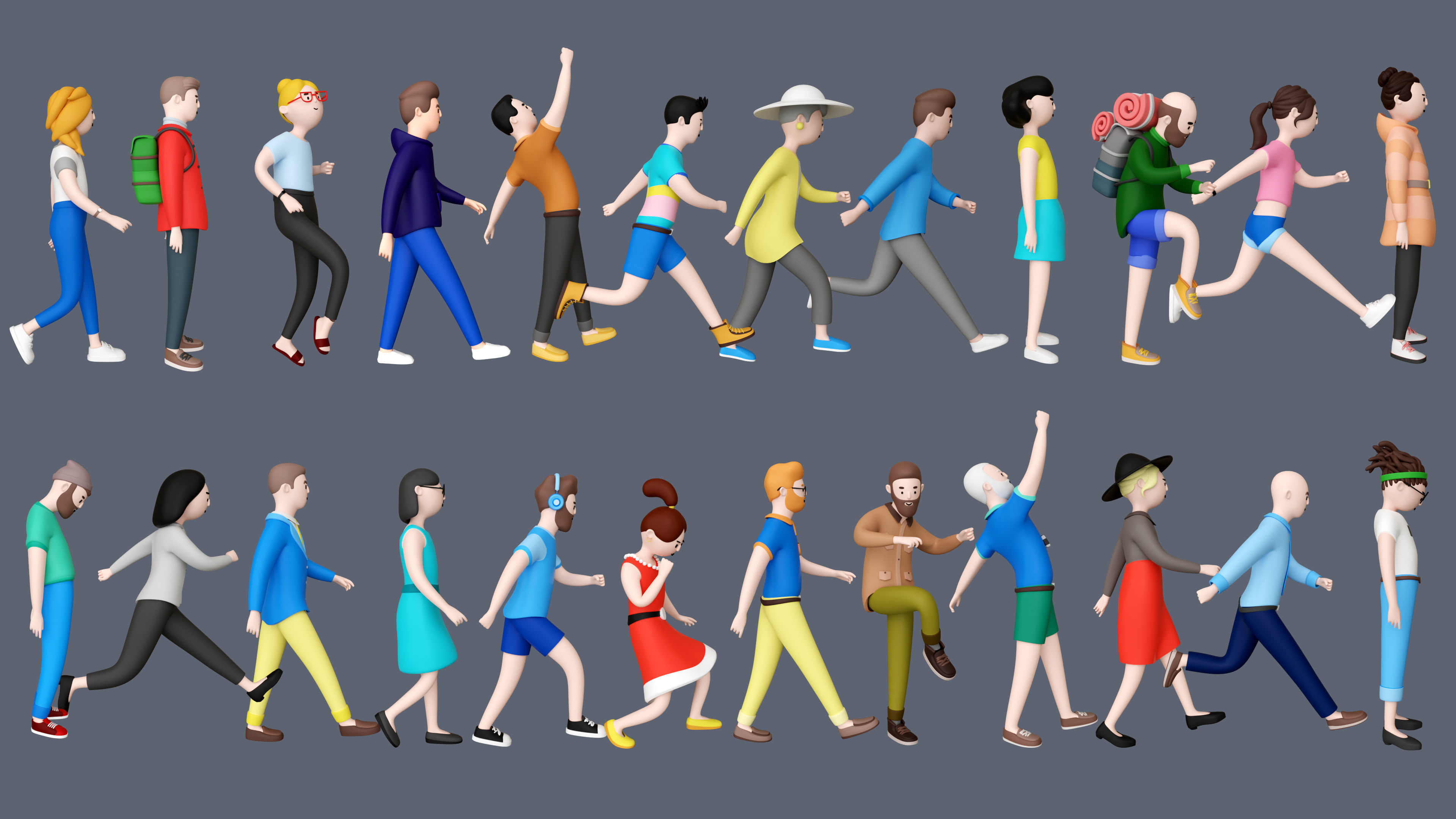 Casual Characters Low-poly 3D model_2