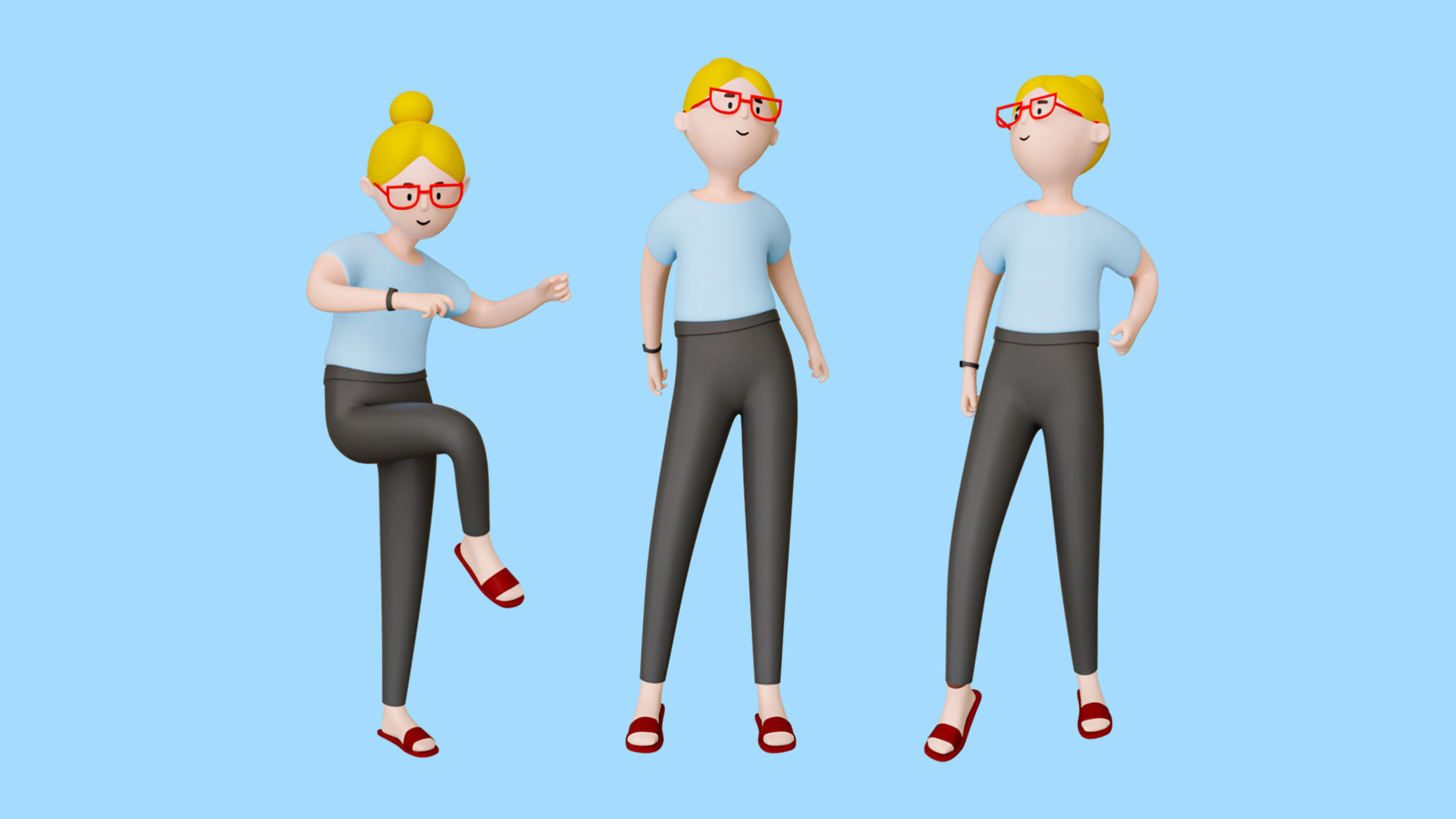 Casual Characters Low-poly 3D model_10