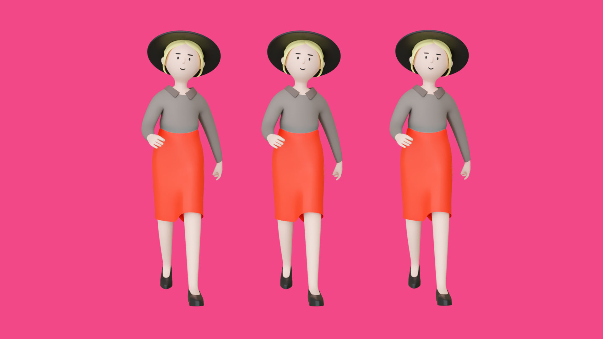 Casual Characters Low-poly 3D model_13