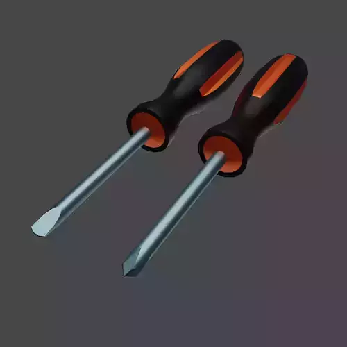 Screwdriver two screwdrivers Low-poly 3D model