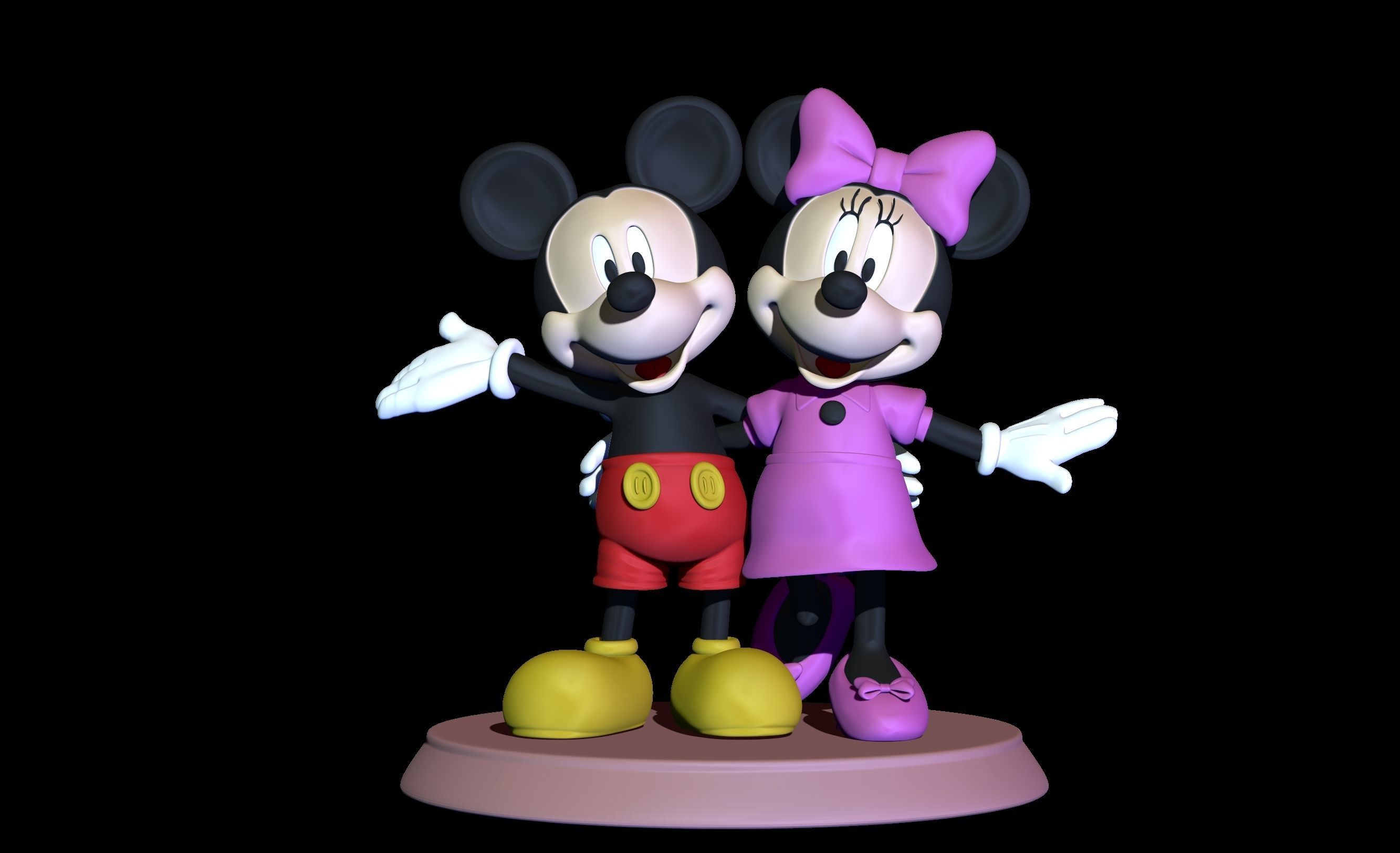 mickey and minnie 2 poses 3D print model_5