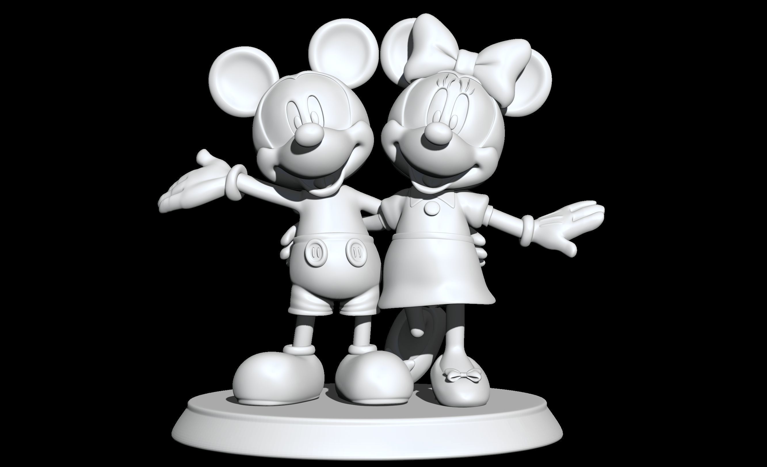 mickey and minnie 2 poses 3D print model_19
