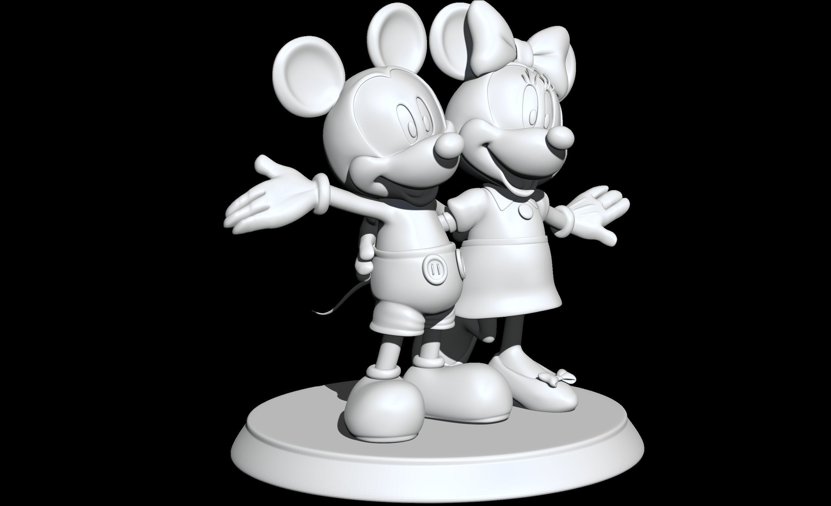 mickey and minnie 2 poses 3D print model_4