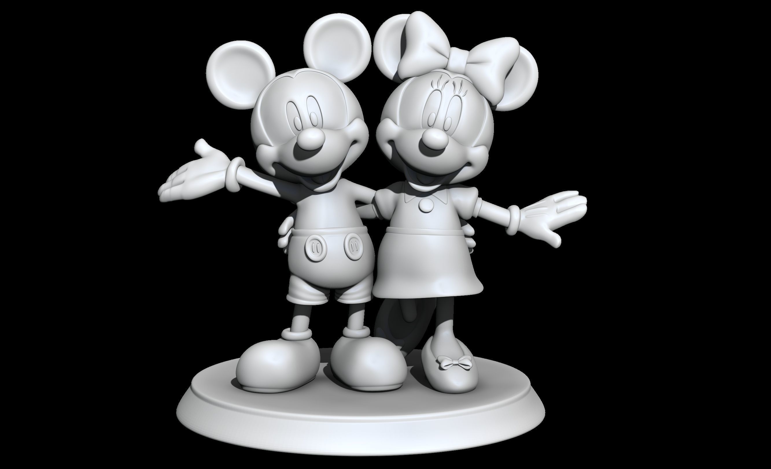 mickey and minnie 2 poses 3D print model_9