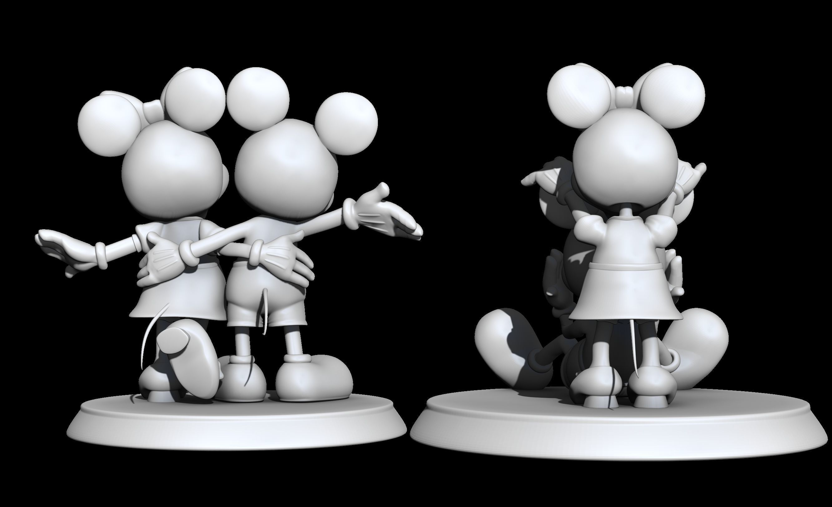 mickey and minnie 2 poses 3D print model_3
