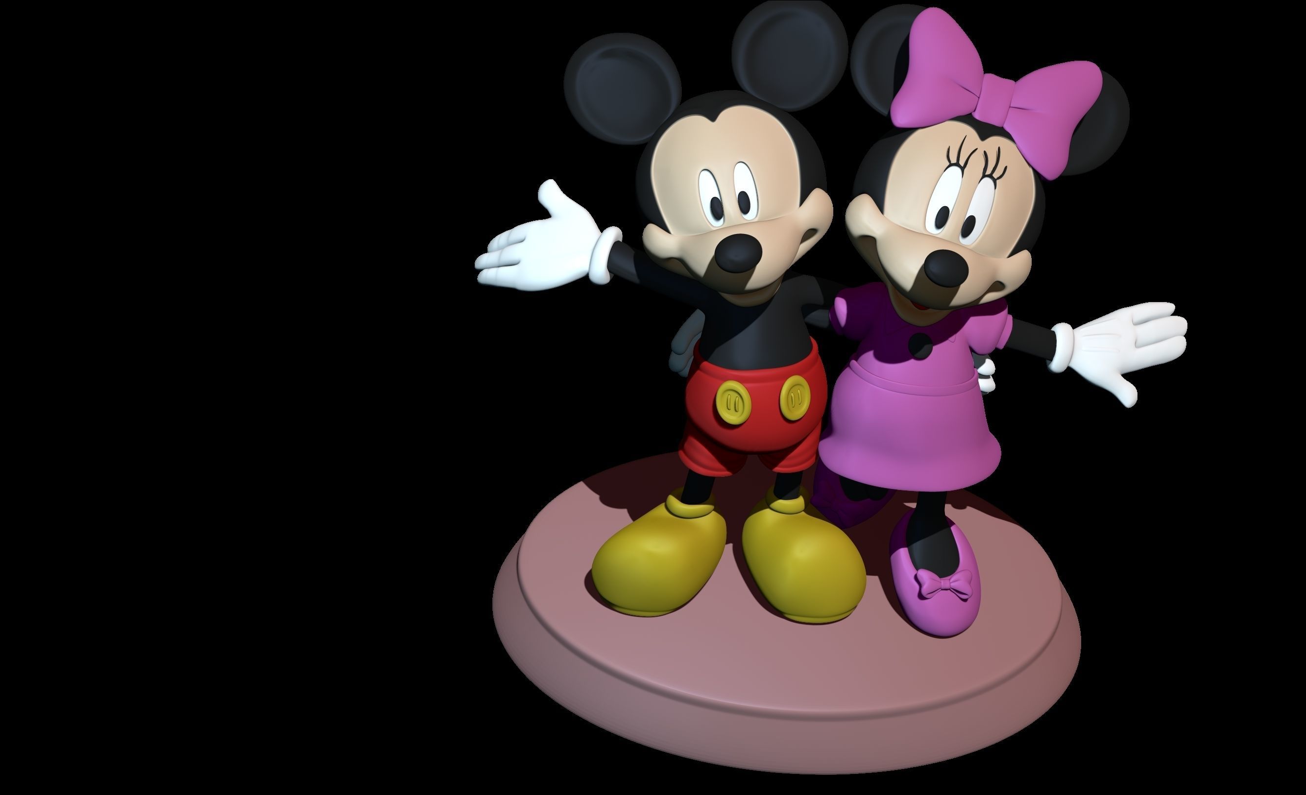 mickey and minnie 2 poses 3D print model_18