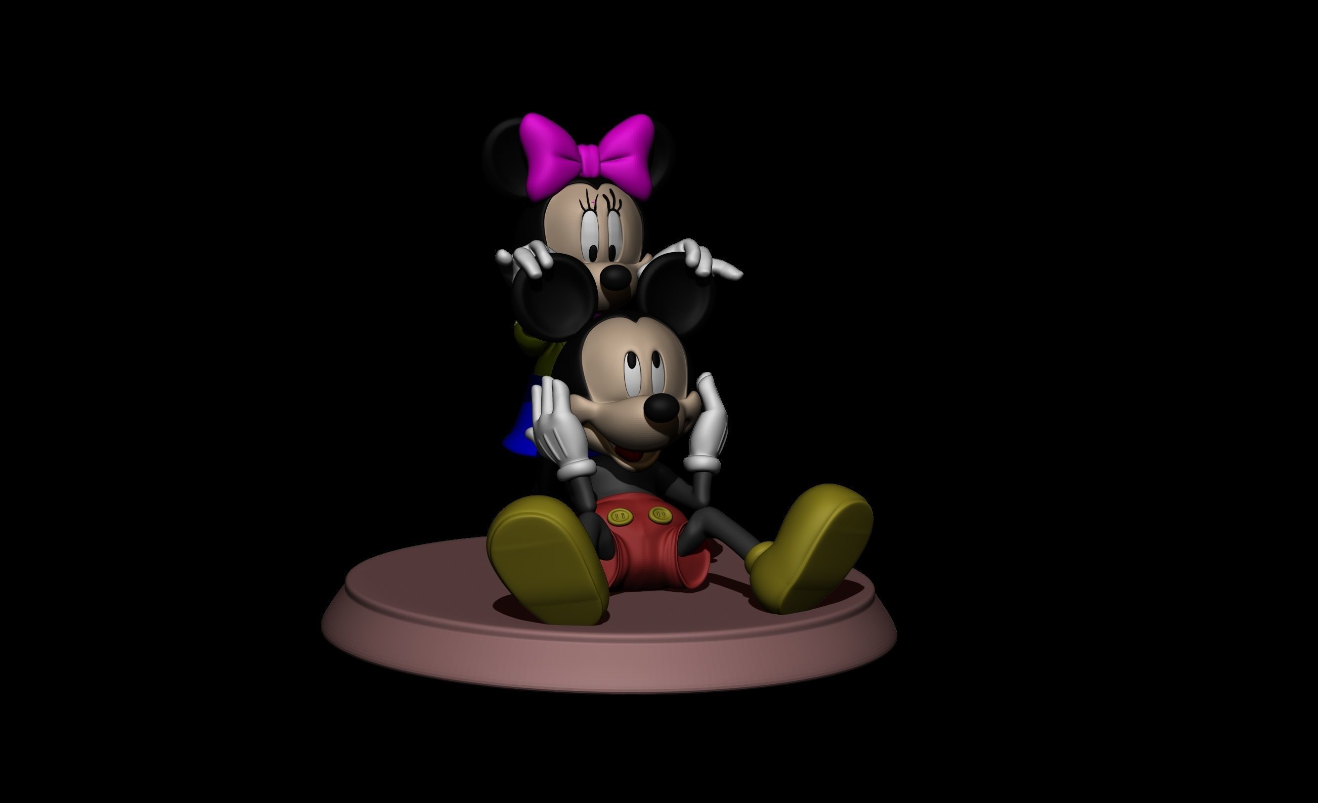 mickey and minnie 2 poses 3D print model_6