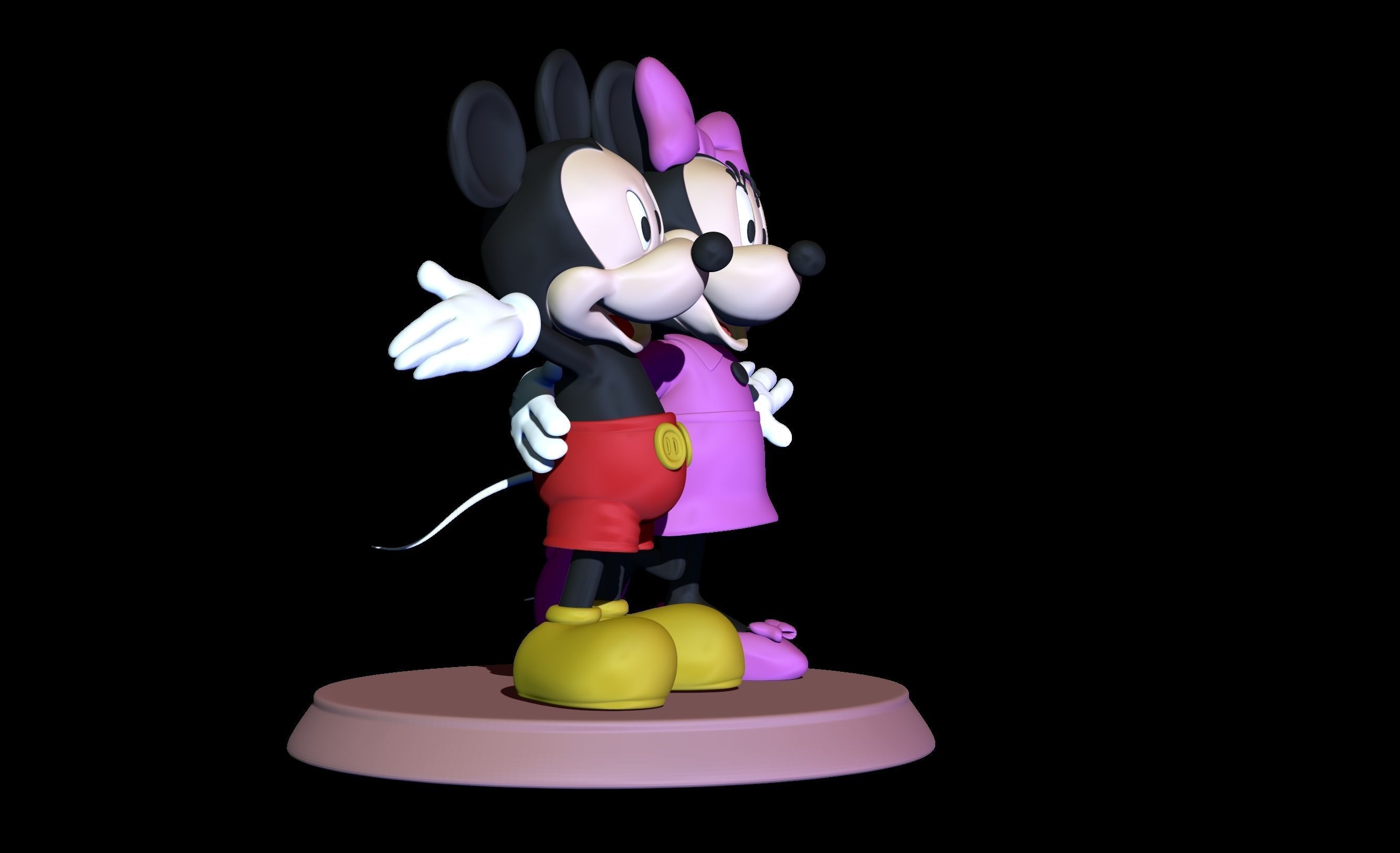 mickey and minnie 2 poses 3D print model_15