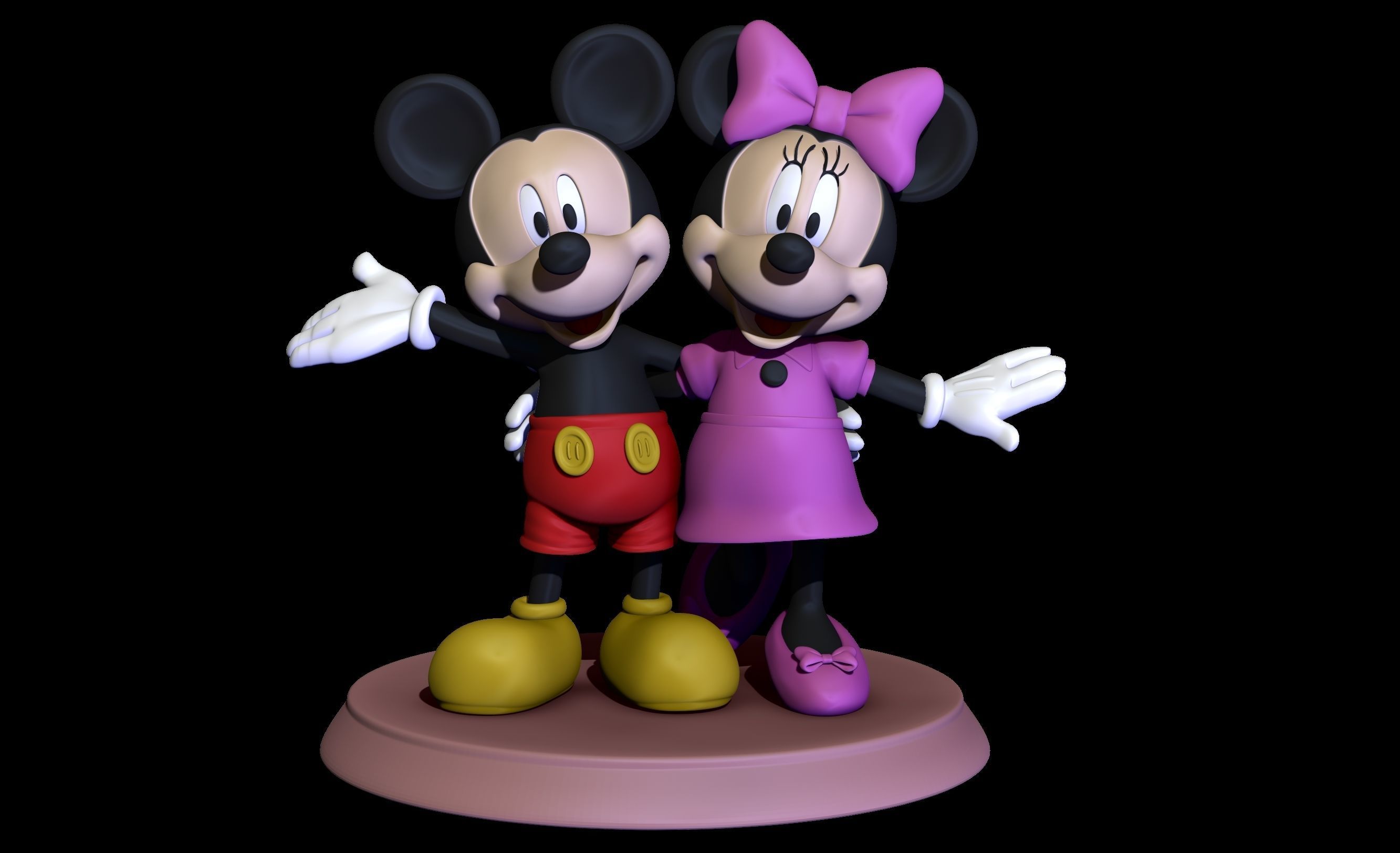 mickey and minnie 2 poses 3D print model_10