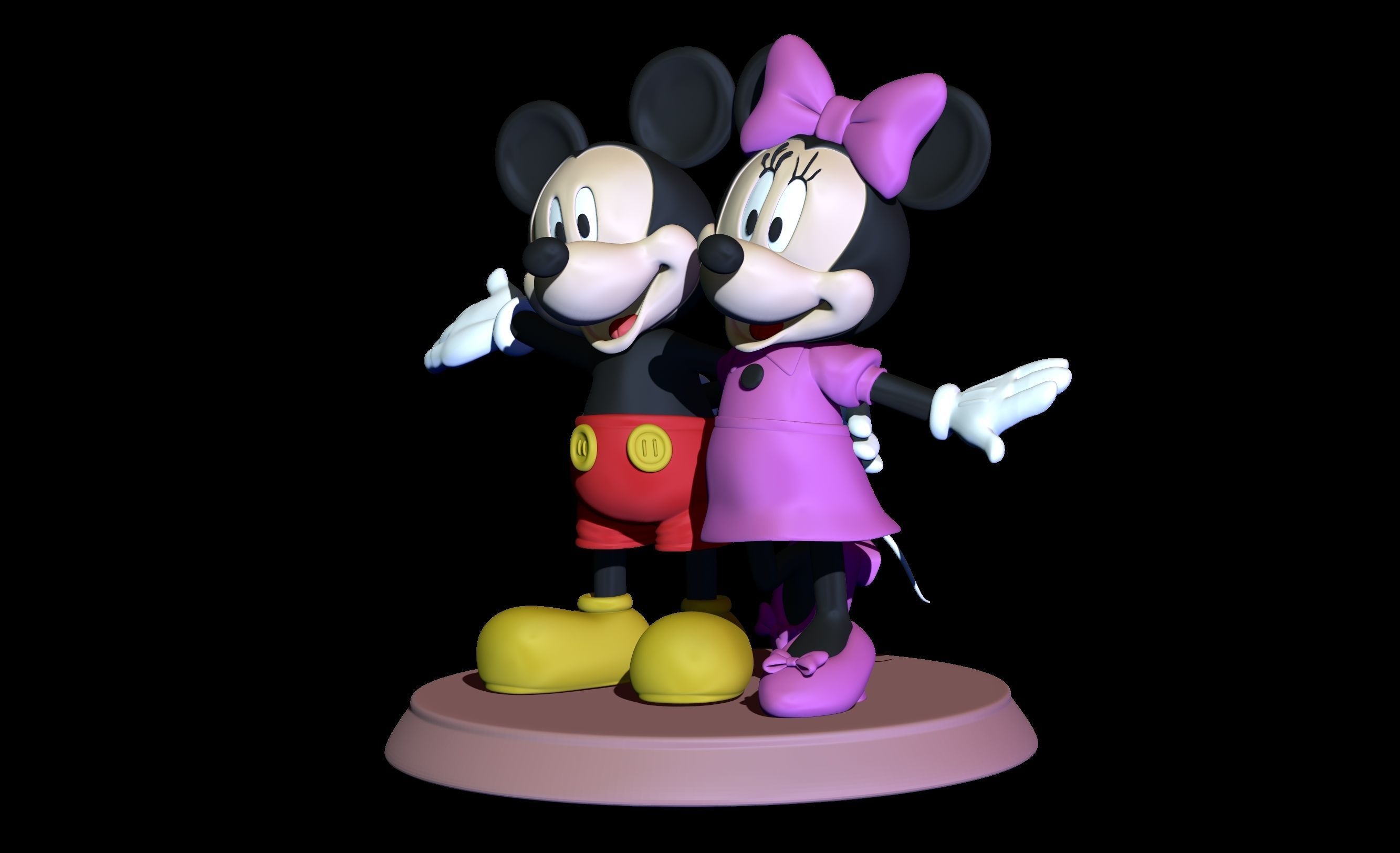 mickey and minnie 2 poses 3D print model_13