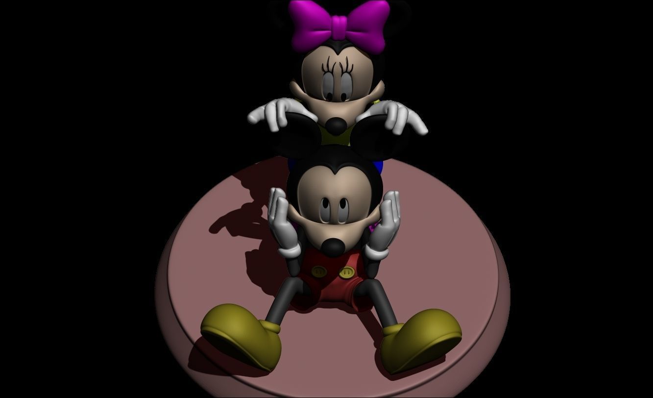 mickey and minnie 2 poses 3D print model_12