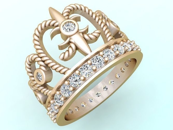 Crown Rings - Queen ring -  Diamond ring - Womens Rings - N2405 3D print model