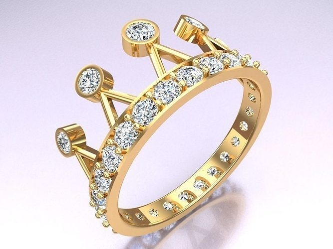 Crown Rings - Queen ring -  Diamond ring - Womens Rings - N2406 3D print model