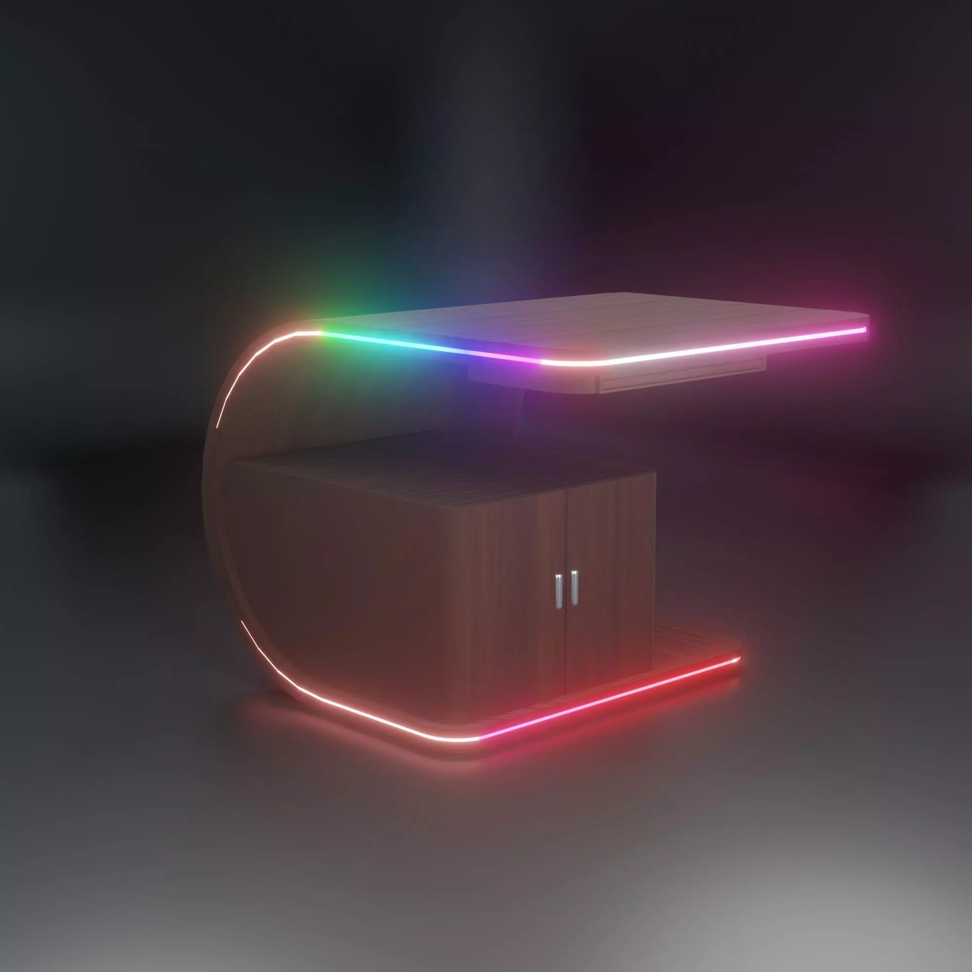 Computer Table Low-poly 3D model_0