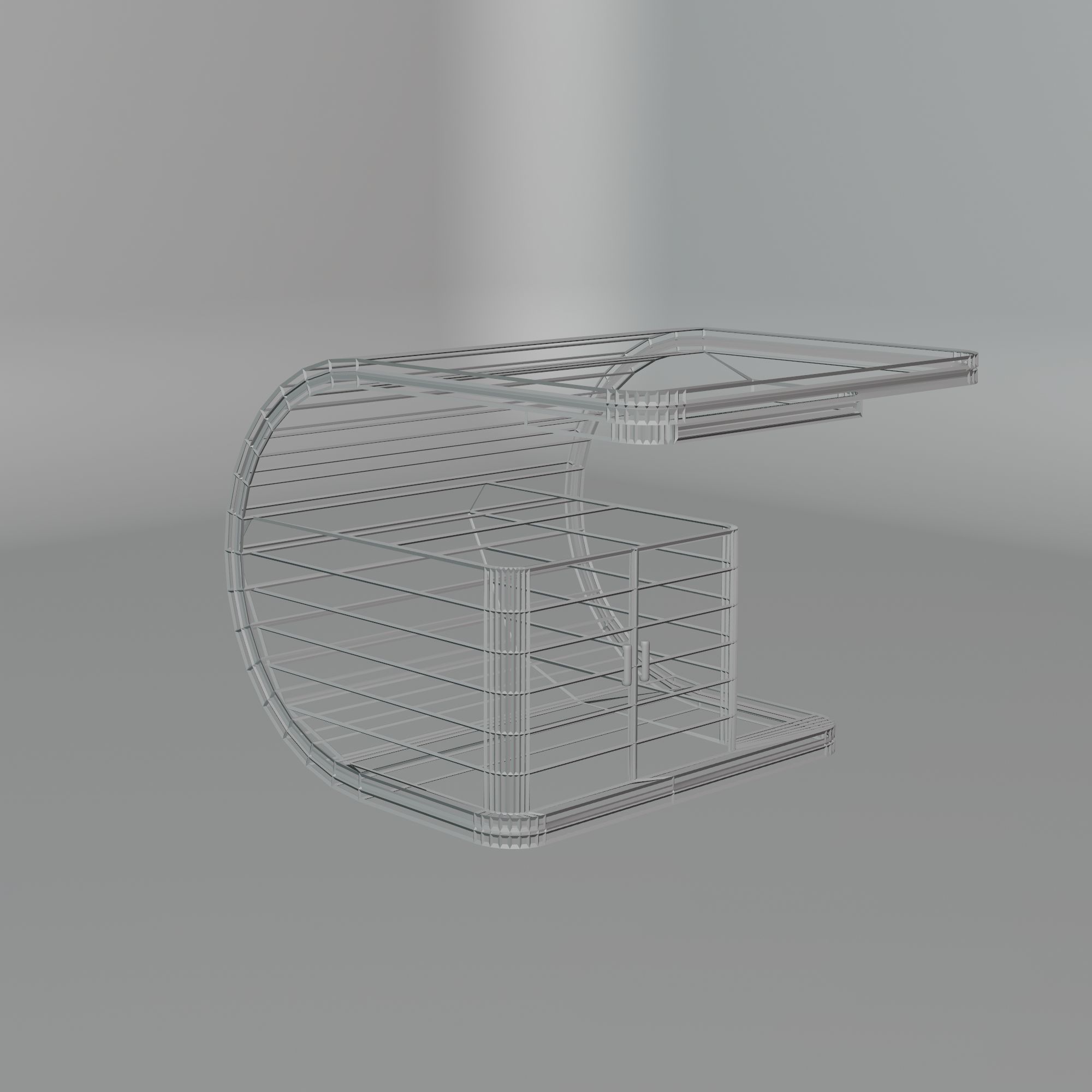 Computer Table Low-poly 3D model_2