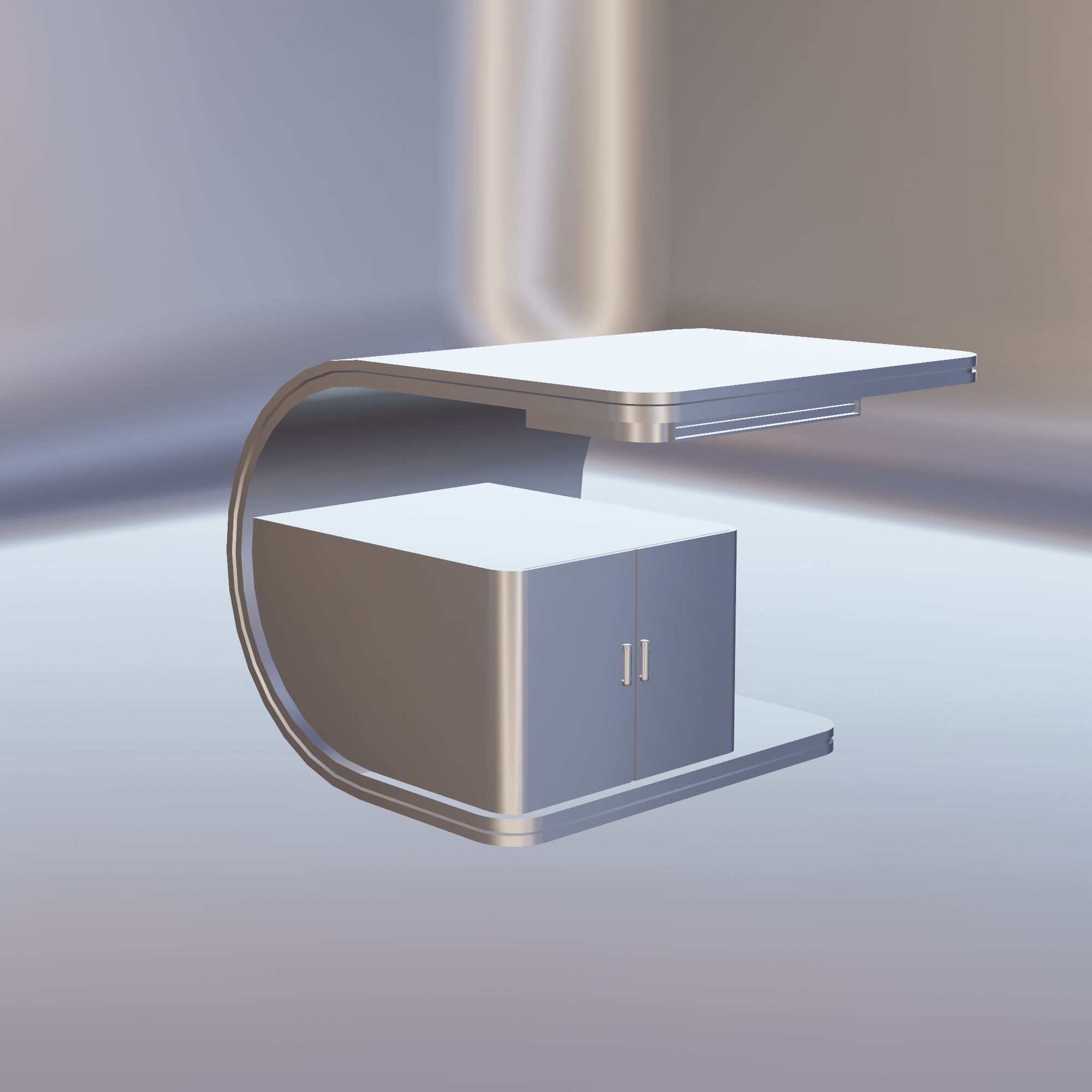 Computer Table Low-poly 3D model_1