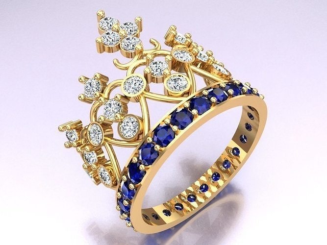 Crown Rings - Queen ring -  Diamond ring - Womens Rings - N2407 3D print model