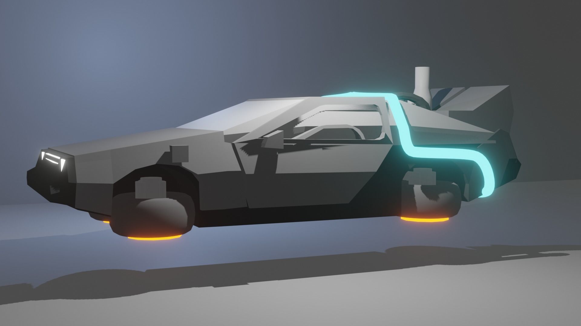 DeLorean Car Low Poly 3D model_2