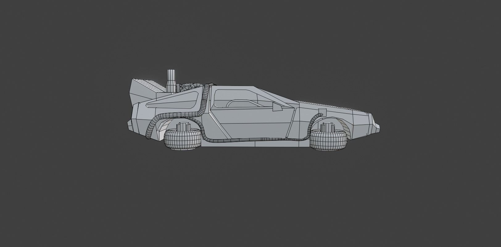 DeLorean Car Low Poly 3D model_7