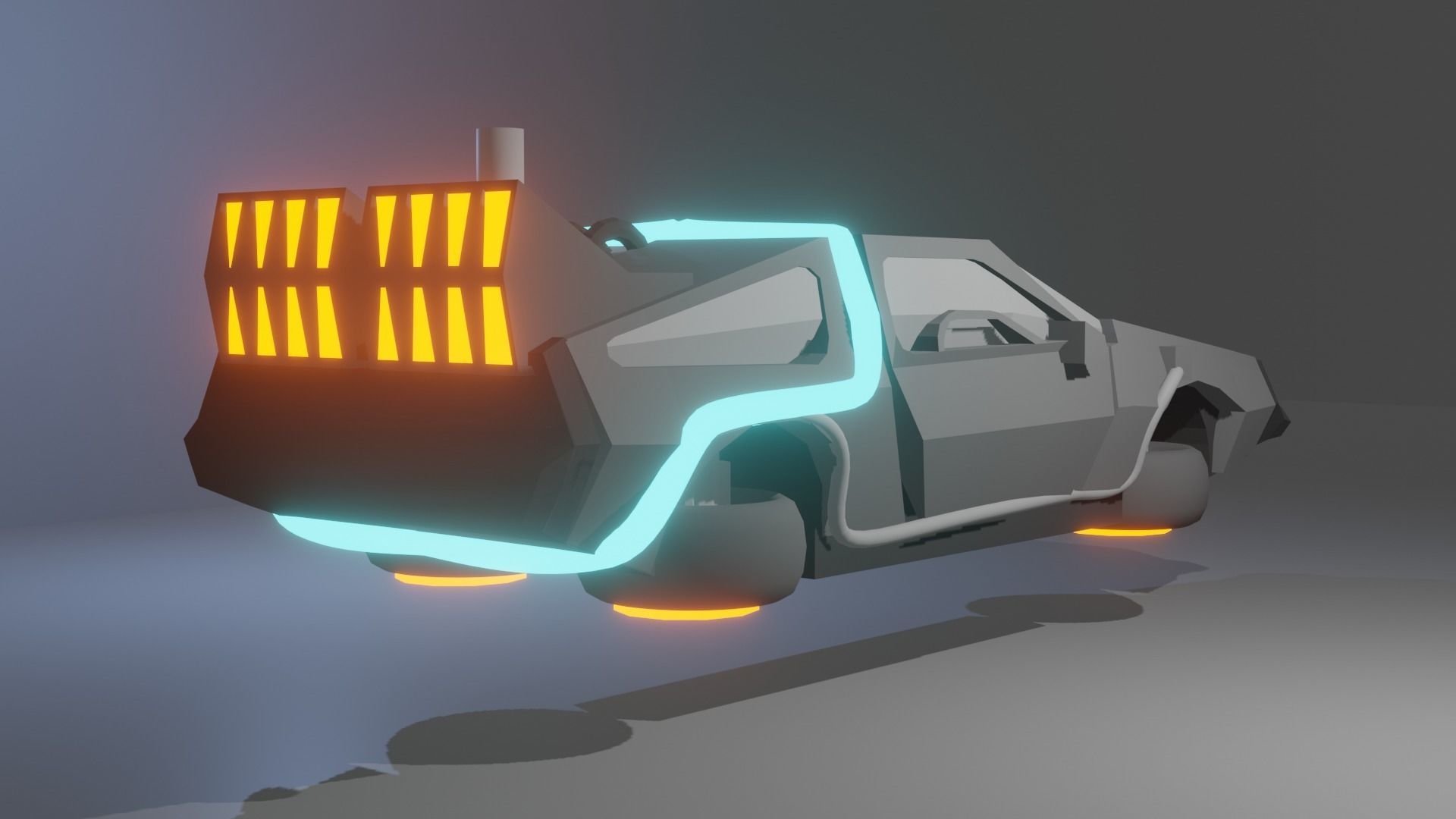 DeLorean Car Low Poly 3D model_3
