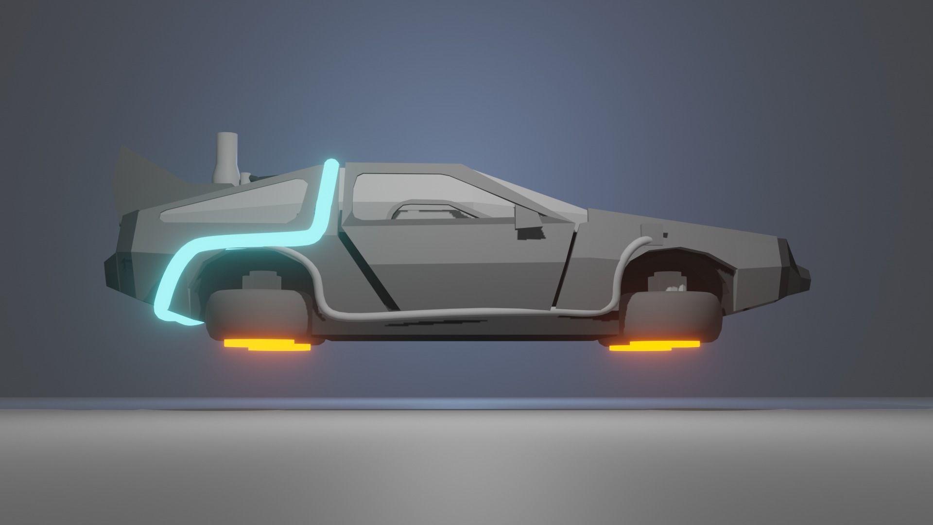 DeLorean Car Low Poly 3D model_1