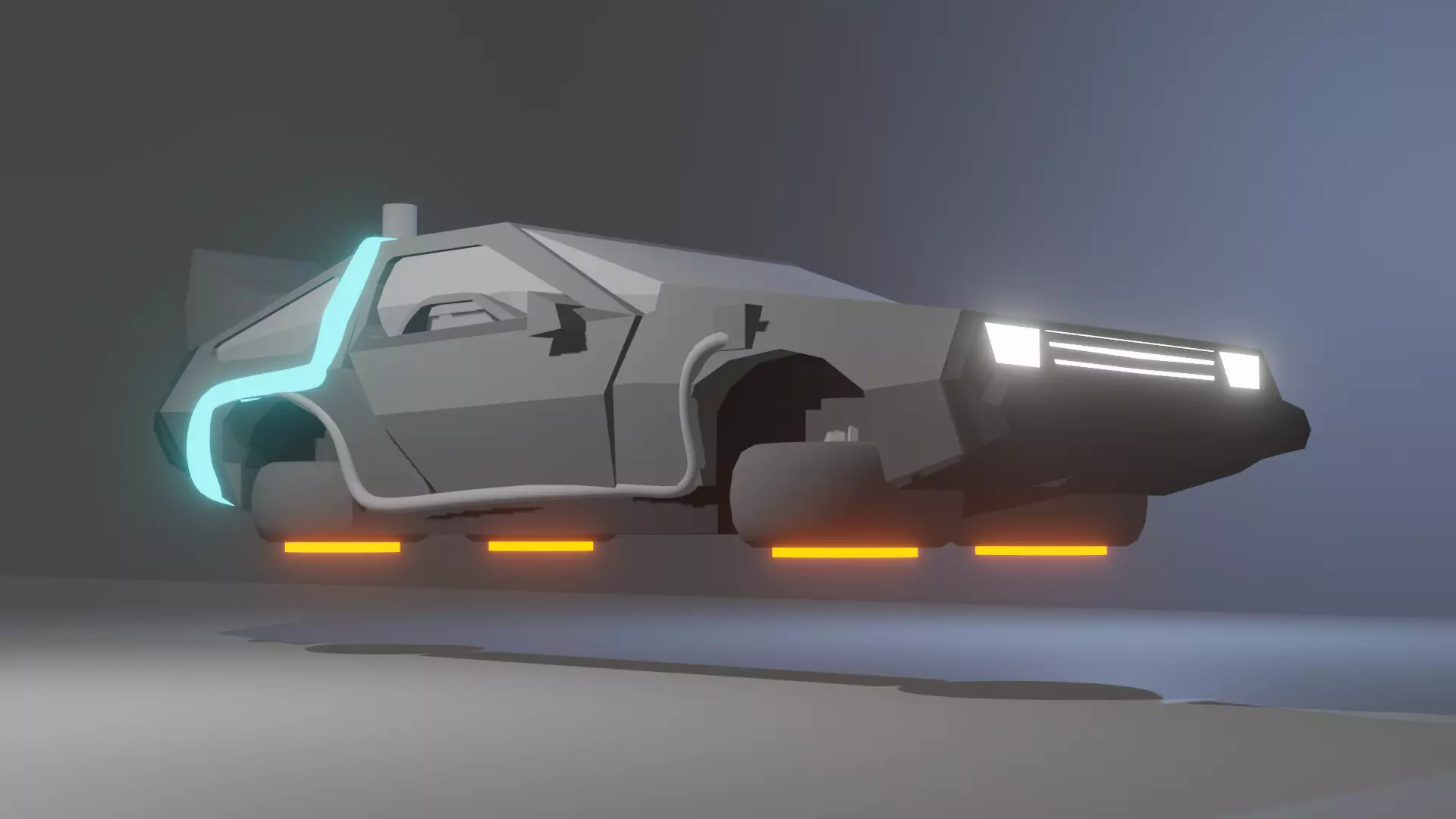 DeLorean Car Low Poly 3D model_0