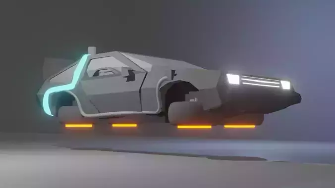 DeLorean Car Low Poly