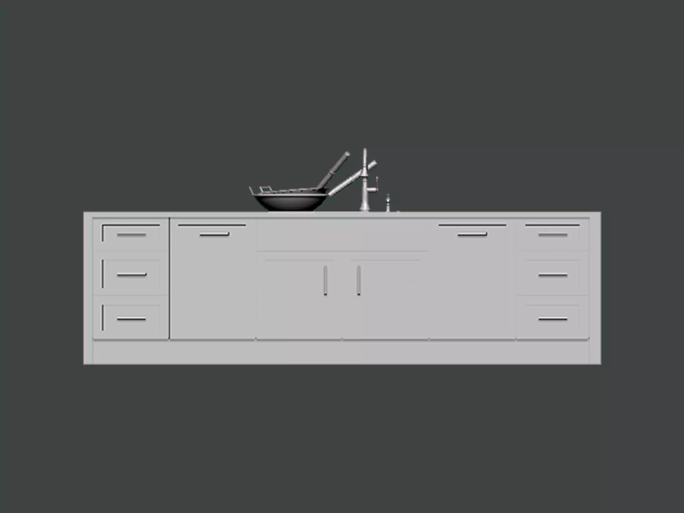 3D Model-KITCHEN0001 kitchen with sink and drawers 3D print model
