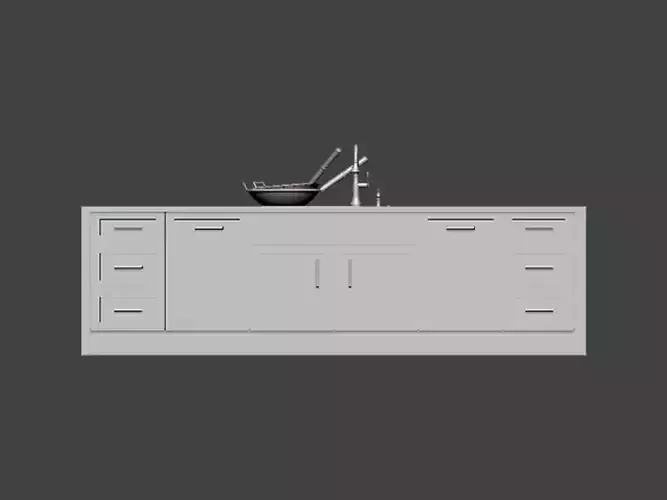 3D Model-KITCHEN0001 kitchen with sink and drawers