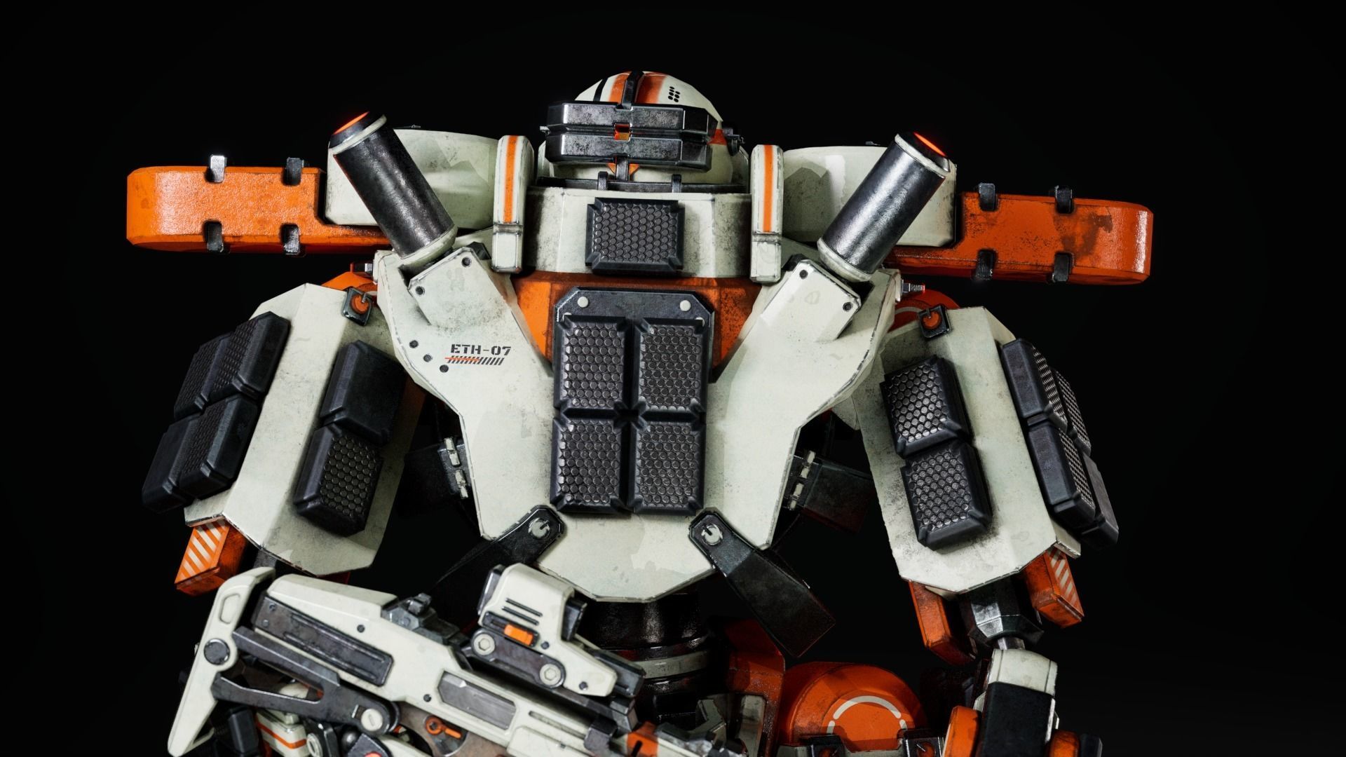 Etasphera07 sci-fi robot Low-poly 3D model_3