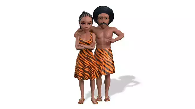 Cartoon Caveman Family Fully Rigged model