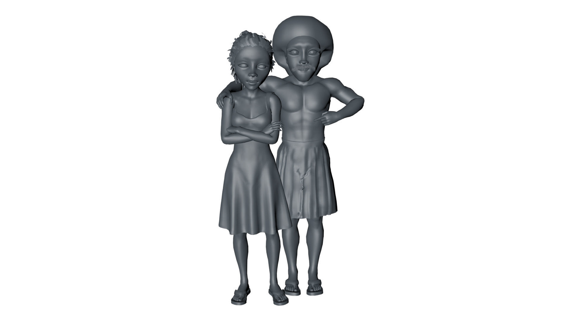 Cartoon Caveman Family Fully Rigged model Low-poly 3D model_9