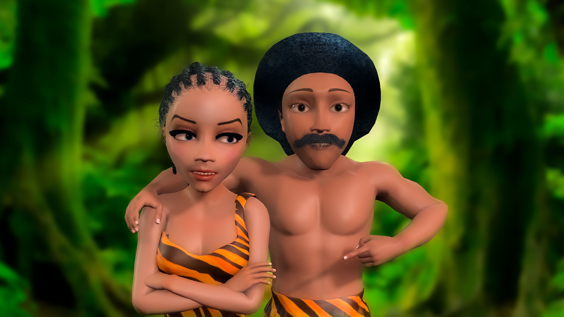 Cartoon Caveman Family Fully Rigged model Low-poly 3D model_2