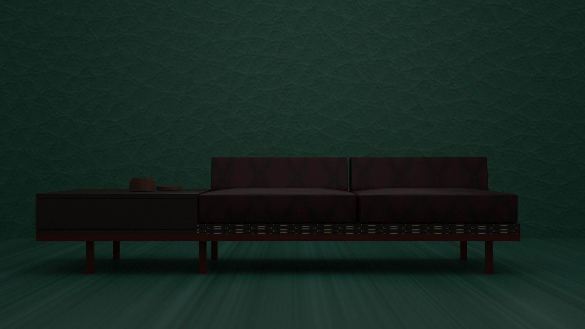 Divan sofa with walls 3D model_2