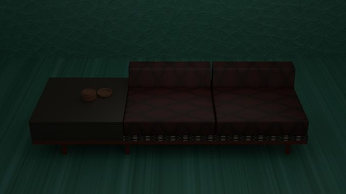 Divan sofa with walls 3D model