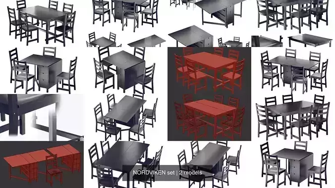 NORDVIKEN set extendable dining table and chairs