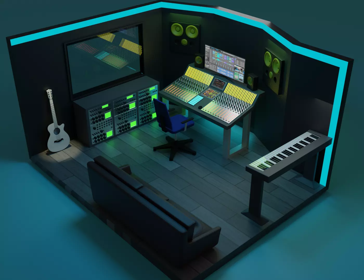 Recording Studio 3D model_0