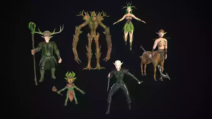 Forest Keepers Squad Low-poly 3D model