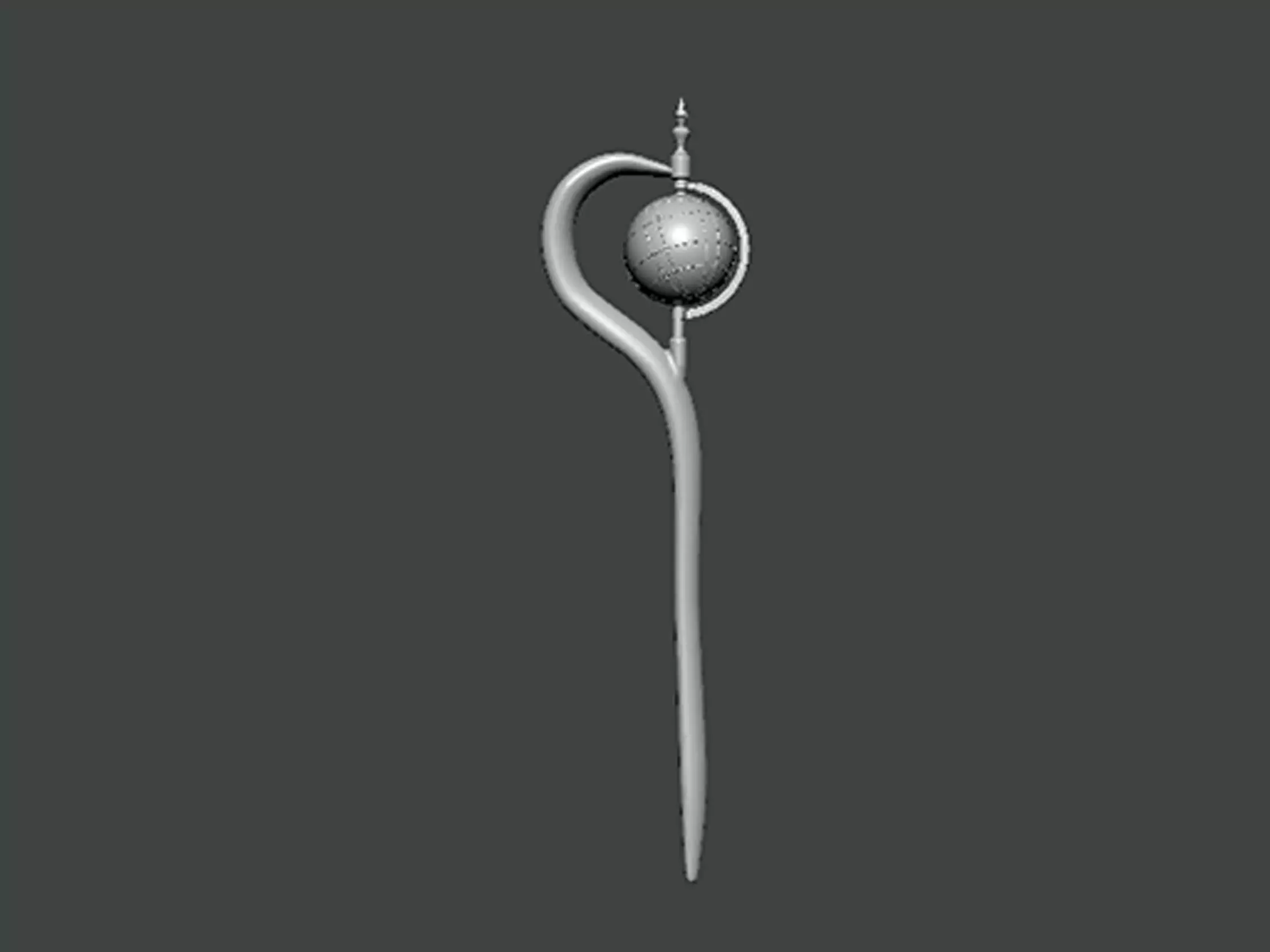 3D Model-STICK0003 silver stick with ball 3D print model_0