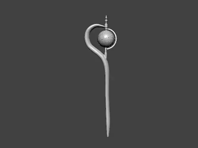 3D Model-STICK0003 silver stick with ball 3D print model